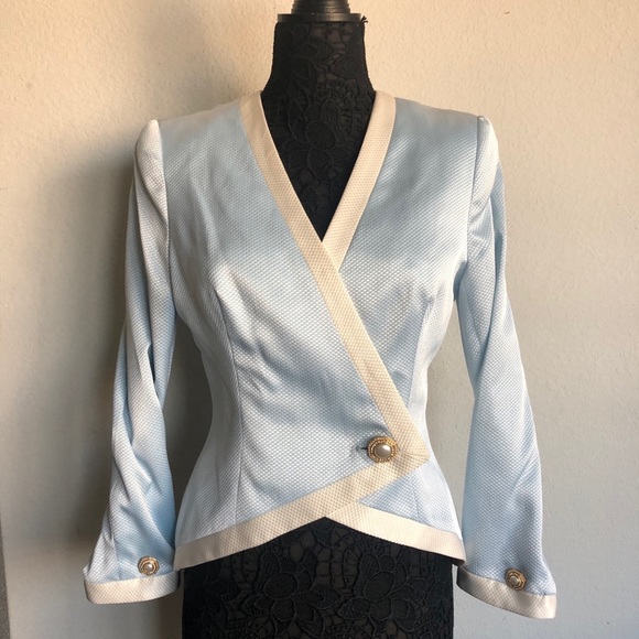 Bob Mackie couture stunning satin baby blue set - Picture 3 of 16